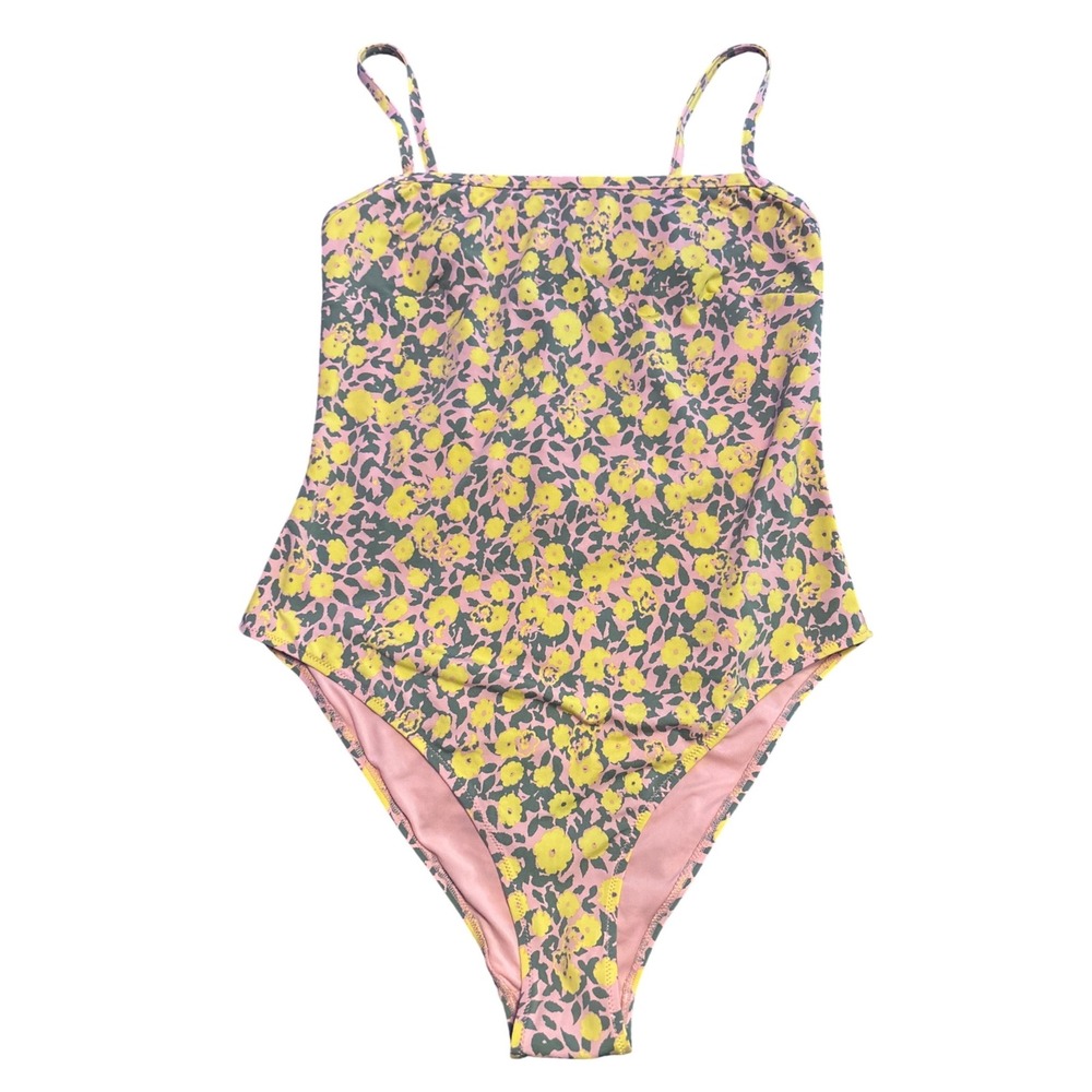 H&M Women's Pink Yellow Floral One Piece Swimsuit Size Medium